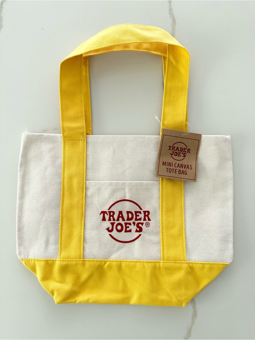 NWT Trader Joe’s Mini Canvas Tote Bag - Limited Edition - Yellow